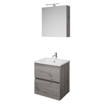 Burgbad Rocio Badmöbel Set 60 cm Eiche Dekor Silber
