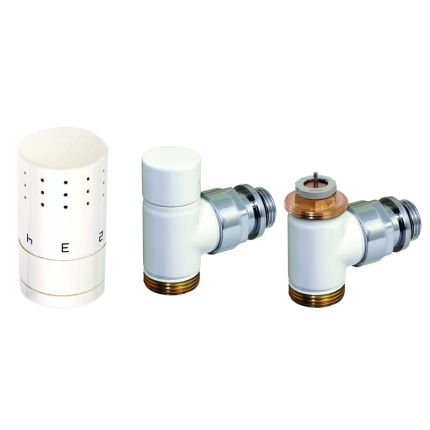 Corpotherma Zubehör Anschlussarmaturen Design-Thermostatventilset Eckform - weiß