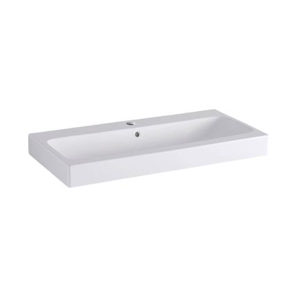 Geberit iCon Waschtisch - Hahnloch, Überlauf, weiß, KeraTect