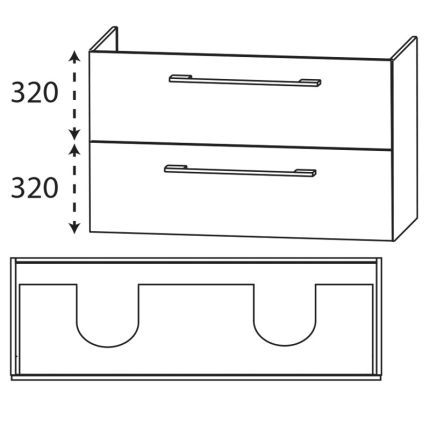 Laguna Feo Waschtischunterschrank - 120 cm Skizze