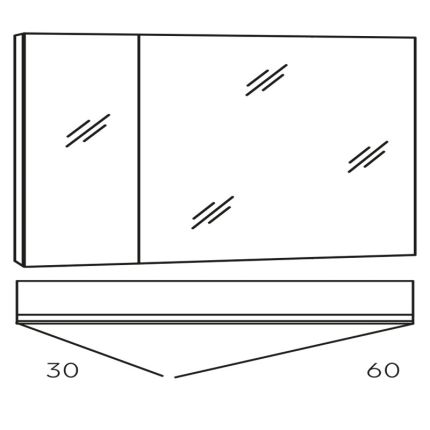 Marlin Bad 3980 Spiegelschrank - 90 cm Skizze