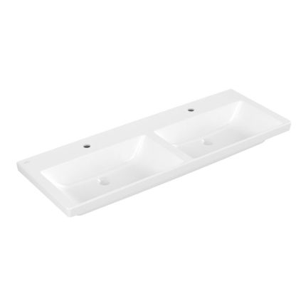 Villeroy und Boch Subway 3.0 Doppelwaschtisch 130 cm, 2 Hahnlöcher,ohne Überlauf