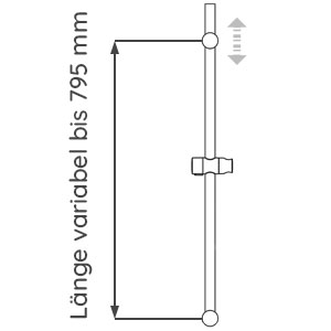 Brausestange: mit BST, Rund, variabel, Länge 800 mm