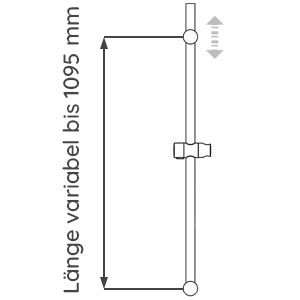 Brausestange: mit BST, Rund, variabel, Länge 1100 mm