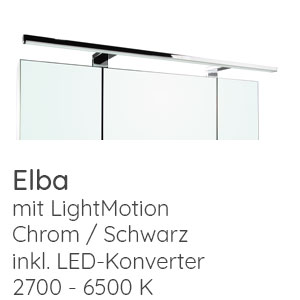 Aufsatzleuchte Spiegelschrank: ELBA, Chrom, 2 Haltearme, 12 W, 1467 LM, Breite 120 cm