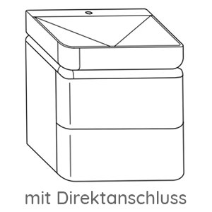 Ausführung Waschtisch mit Unterschrank: 60 cm, Mineralguss-Waschtisch, mit Direktanschluss