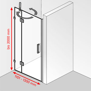 Breite / Höhe: 1101 - 1300 mm / bis 2000 mm