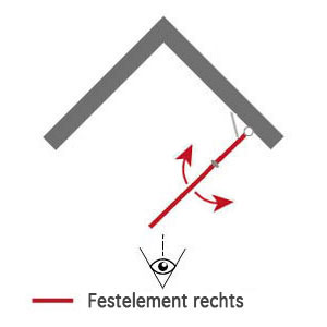 Anschlag: rechts - Drehtür an Festelement