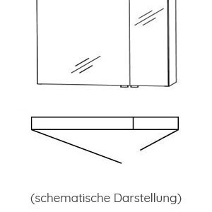 Ausführung Spiegelschrank: Große Tür links, kleine Tür rechts