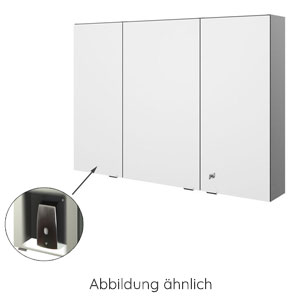Ausführung Spiegelschrank: Abschließbare Drehtür rechts, Platz für Seifenspender links